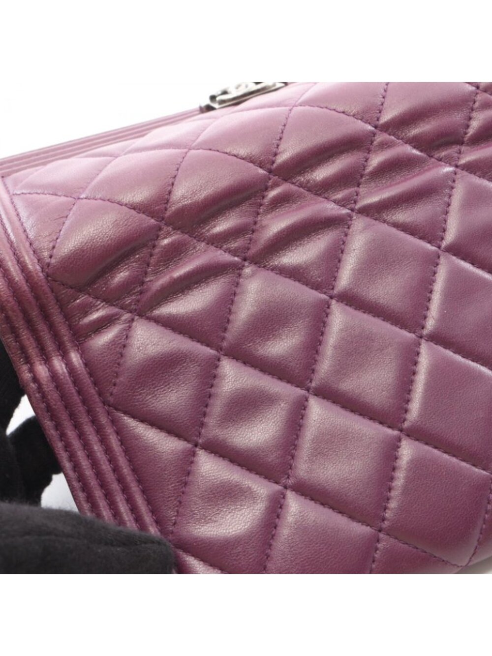 Chanel Bifold Wallet Boy Purple Lambskin Boy - Picture 10 of 12